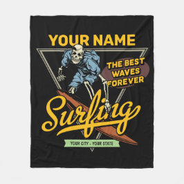 Personlig Surfing Skeleton Ride Vågar Surfer Fleecefilt