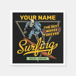 Personlig Surfing Skeleton Ride Vågar Surfer Pappersservett