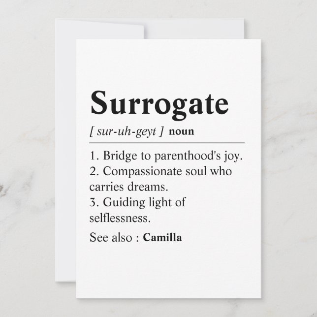 Personlig surrogatmor tackkort, surrogat tack kort (Framsida)