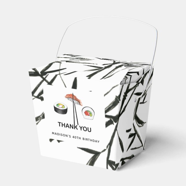 Personlig Sushi Birthday Simple Black White Presentaskar (Framsidan Sidan)