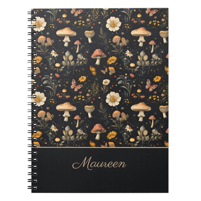 Personlig Svampar och blommor Anteckningsbok (Framsidan)