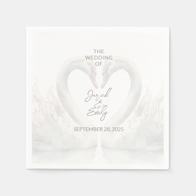 Personlig Svan Bröllop Pappra blöjor Pappersservett (Framsidan)