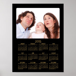 Personlig svart affisch Årlig kalender 2015