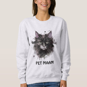 Personlig svart ask kattmamma akvarell husdjur fot t shirt