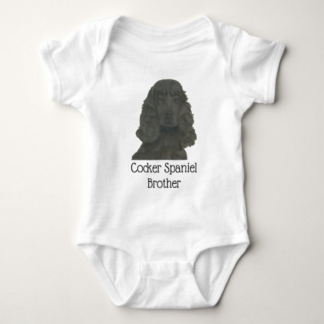 Personlig svart Cocker Spaniel Hund T Shirt (Framsida)
