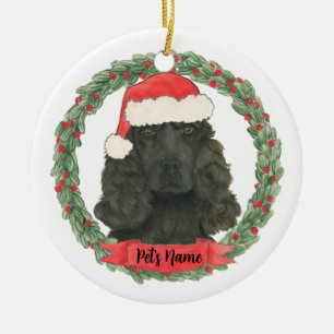 Personlig svart Cocker Spaniel jul Julgransprydnad Keramik