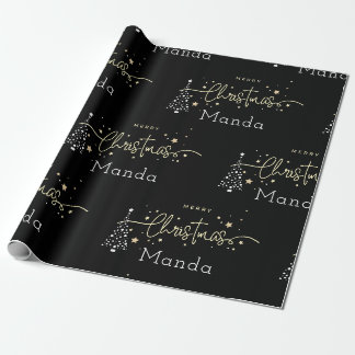 Personlig Svart Elegant Skript God Jul Presentpapper