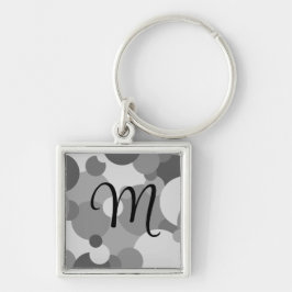 Personlig, svart-grått-molekylkedja fyrkantig silverfärgad nyckelring