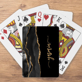 Personlig Svart Guld Agat Signatur Casinokort