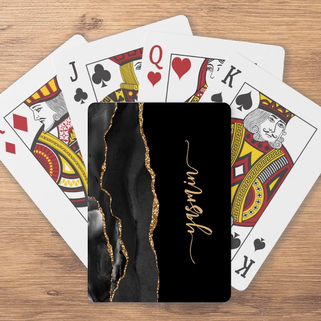 Personlig Svart Guld Agat Signatur Casinokort (Skapare uppladdad)