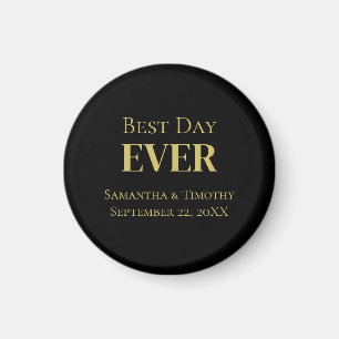 Personlig Svart Guld Bästa Dagen Någonsin Bröllop Magnet