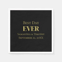 Personlig Svart Guld Bästa Dagen Någonsin Bröllop Pappersservett