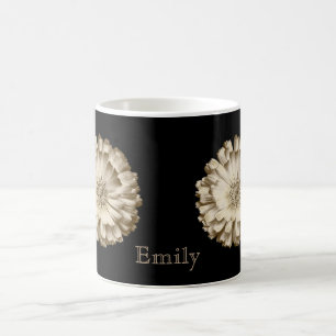 Personlig, svart Guld-Daisy, blomma design Kaffemugg
