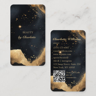 Personlig svart & guld Galaxy QR-kod Visitkort