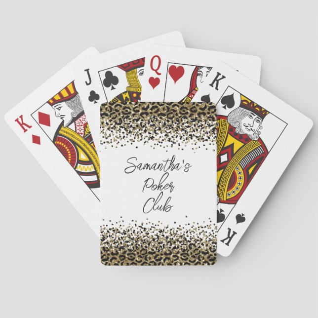 Personlig Svart Guld Leopardtryck Trendig Chic Casinokort (Baksidan)