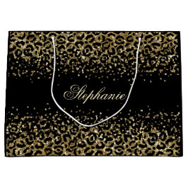 Personlig svart guld Leoprint Glitter