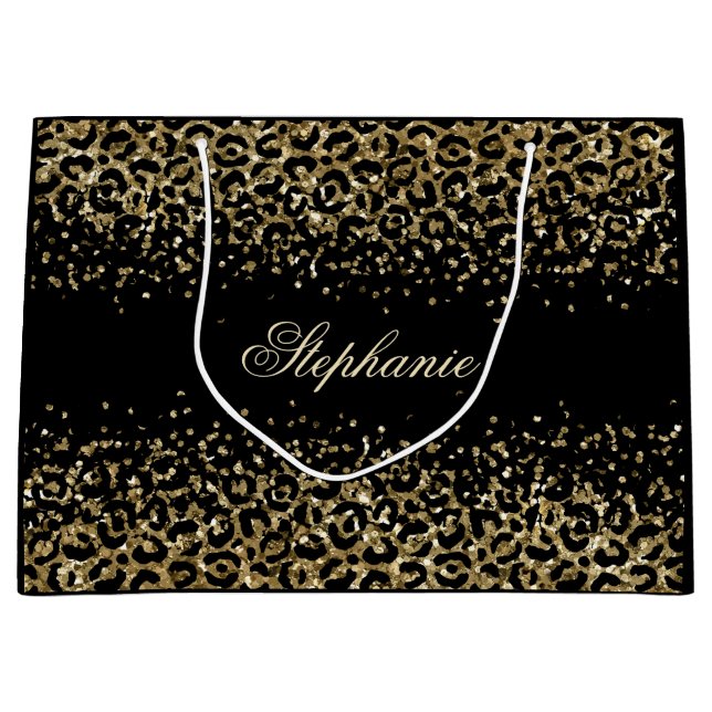 Personlig svart guld Leoprint Glitter  (Framsidan)