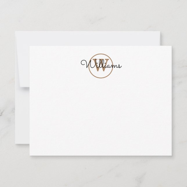 Personlig Svart Guld Monogram Skript Namn Anteckningskort (Framsida)