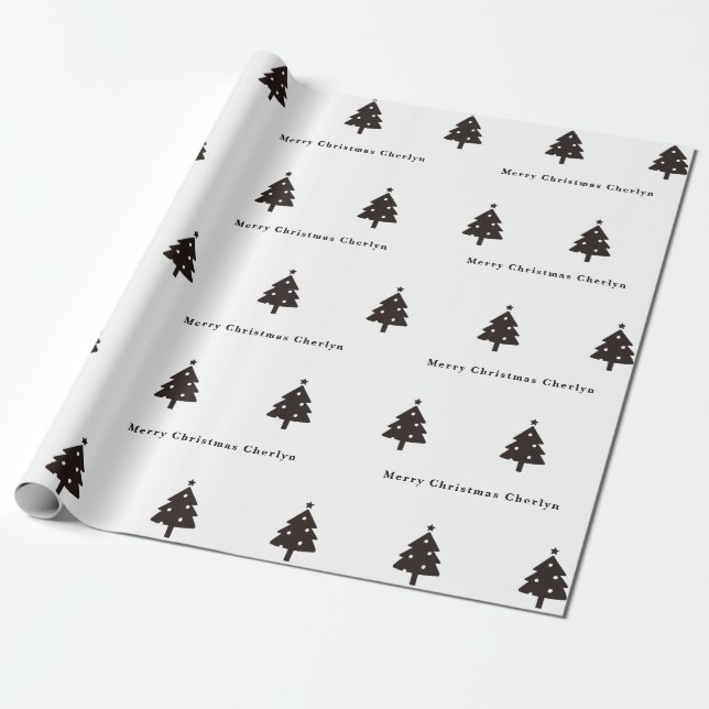Personlig svart julgran omslags Papper Presentpapper (Utrullad)