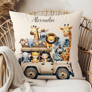 Personlig Svart jungle Animals Kids Kudde