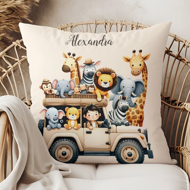 Personlig Svart jungle Animals Kids Kudde (Skapare uppladdad)