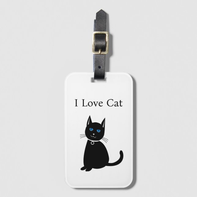 Personlig svart katt  bagagebricka (Framsida vertikal)
