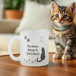 Personlig svart katt frostad glas mugg