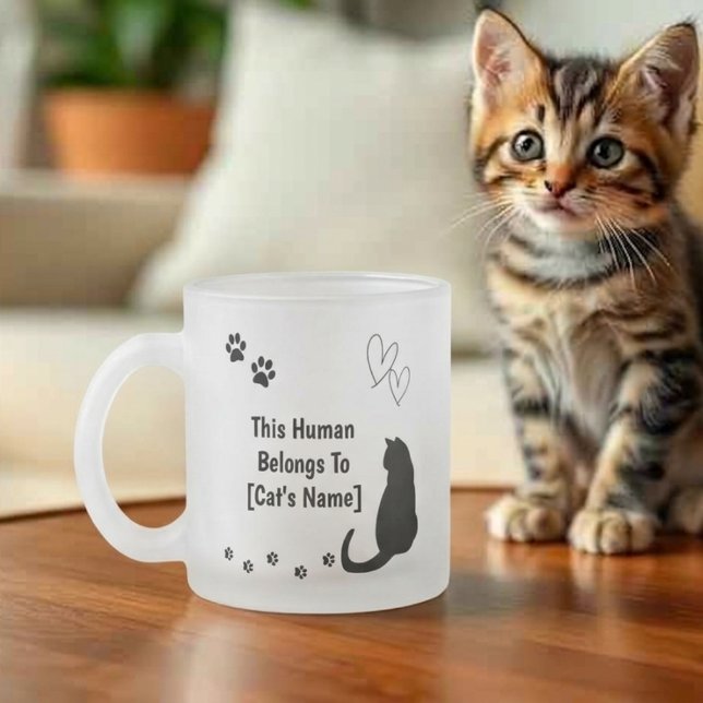 Personlig svart katt frostad glas mugg (Skapare uppladdad)