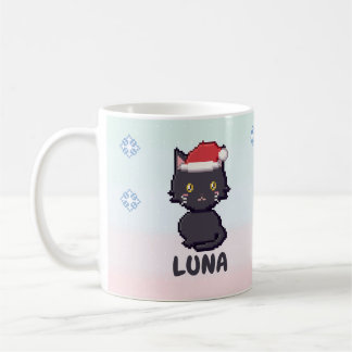 Personlig svart katt julmugg kaffemugg
