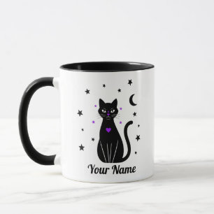 Personlig svart katt-mugg mugg