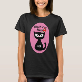 Personlig svart kattmamma med röd ros t shirt