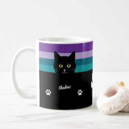 Personlig svart kattmugg för kattmammor och -pappo kaffemugg
