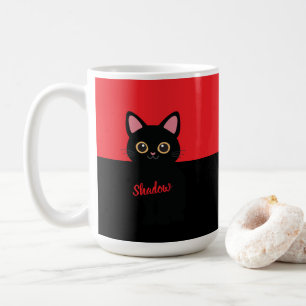 Personlig svart kattmugg - present till kattälskar kaffemugg