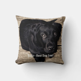 Personlig Svart lab Hund Foto och Hund Namn Kudde
