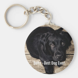 Personlig Svart lab Hund Foto och Hund Namn Nyckelring