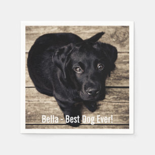 Personlig Svart lab Hund Foto och Hund Namn Pappersservett