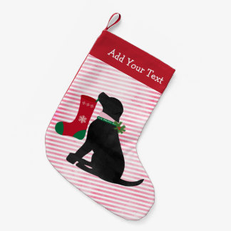 Personlig Svart lab Preppy-Hund Liten Julstrumpa