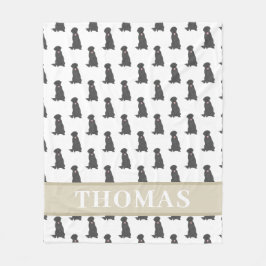 Personlig svart labrador rosa & vit fleecefilt