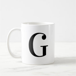 Personlig svart monogram bokstav G Kaffemugg