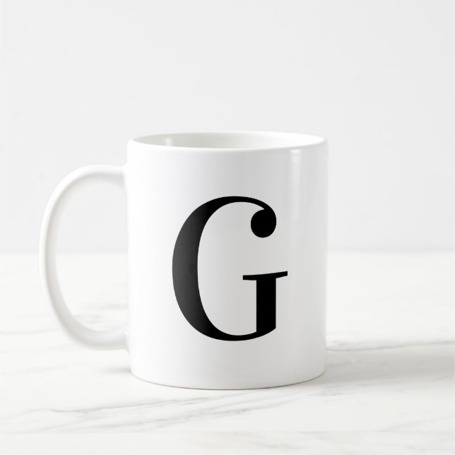 Personlig svart monogram bokstav G Kaffemugg (Vänster)