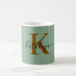 Personlig svart monogram kaffemugg med namn