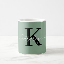 Personlig svart monogram kaffemugg med namn