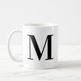 Personlig svart monogrambokstav M Kaffemugg