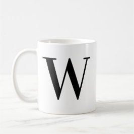 Personlig svart monogrambokstav W Kaffemugg