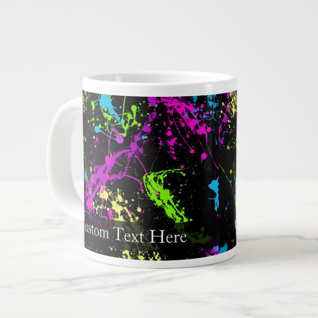 Personlig Svart/Neon Fläck Jumbo Mugg (Framsida vänster)