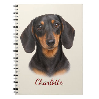 Personlig svart och brun dachshund med namn anteckningsbok