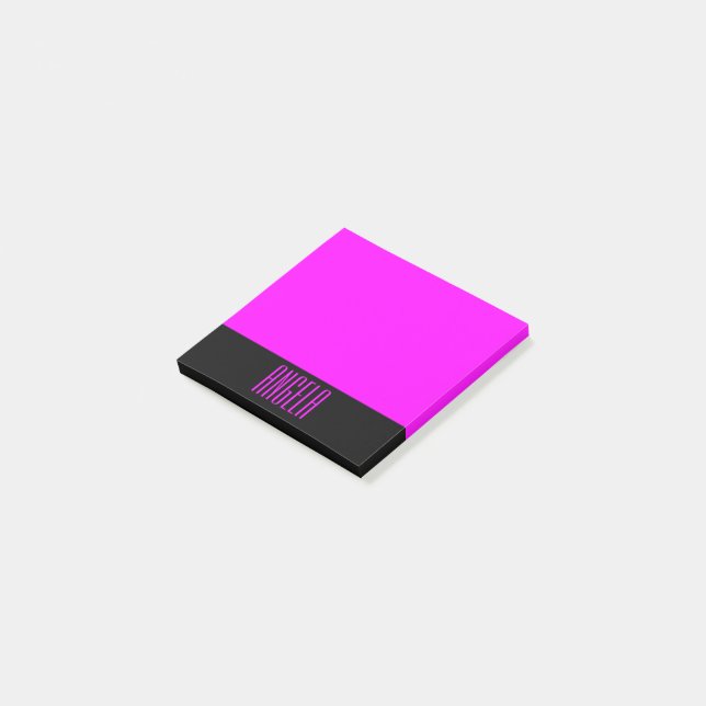 Personlig Svart och Fuchsia Post-it Block (Vinklad)
