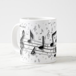Personlig svart och grått musik noter jumbo mugg