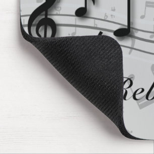 Personlig svart och grått musik noter musmatta