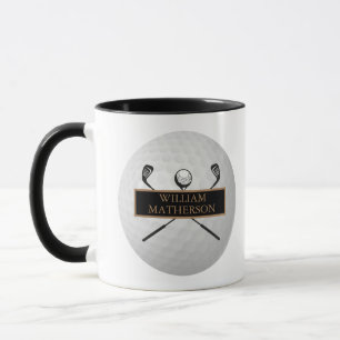 Personlig Svart och Guld Golfboll Classic Mugg